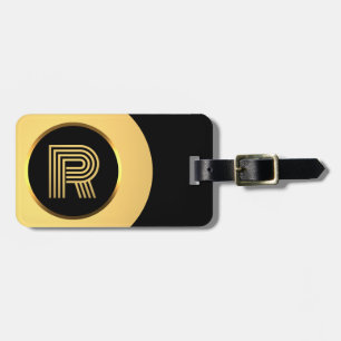 Etiqueta De Bagagem Monograma Dourado Personalizado - Letra R Bagagem