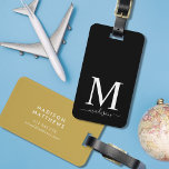 Etiqueta De Bagagem Monograma e Caligrafia com Fundo Editável<br><div class="desc">estilo viagem com este monograma de bagagem com um monograma de serif e seu nome em um roteiro de caligrafia na frente. A cor de fundo na frente e atrás é editável. Clique em personalizar para alterar a cor Personalizar, substituindo o texto do espaço reservado. Para obter mais opções, como...</div>