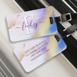 Etiqueta De Bagagem Monograma Elegante de Pintura Dourada de Abstrato<br><div class="desc">Personalize facilmente este estilo glamouroso,  abstrato lilac,  tinta aquática e fundo de pulverização em ouro falso,  com os seus detalhes personalizados.</div>