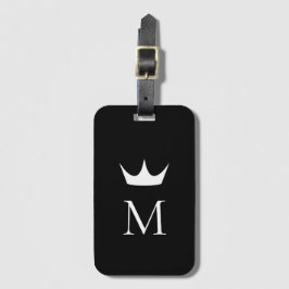 Etiqueta De Bagagem Monograma elegante preto e branco