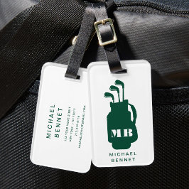 Etiqueta De Bagagem Monograma Esportivo de Golfe Verde Moderno