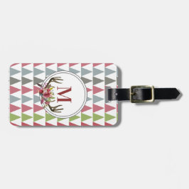 Etiqueta De Bagagem Monograma Floral Moderno