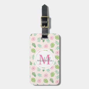Etiqueta De Bagagem Monograma Floral Moderno