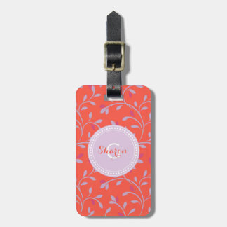 Etiqueta De Bagagem Monograma floral roxo pastel feminino bonito do