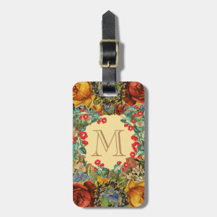 Etiqueta De Bagagem Monograma Floral Vintage