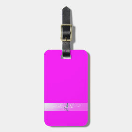 Etiqueta De Bagagem Monograma Fluorescente Rosa