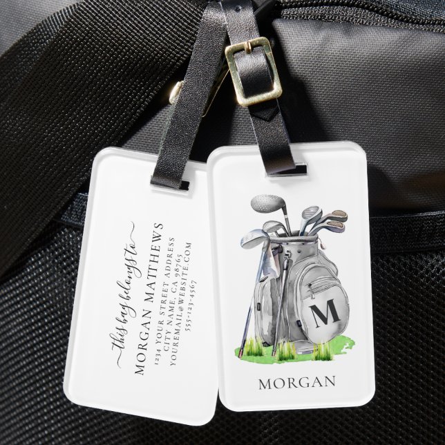 Etiqueta De Bagagem Monograma Golf Bag (Monogram Golf Bag Luggage Tag )