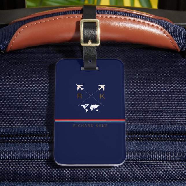 Etiqueta De Bagagem Monograma (iniciais + nome) / viagem monograma (Frente Insitu 2)