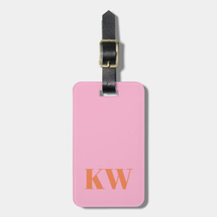Etiqueta De Bagagem Monograma Inicial Personalizado Rosa Laranja Moder