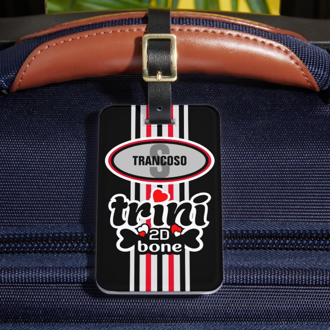 Etiqueta De Bagagem Monograma Inicial Trini para o Osso (Frente Insitu 2)