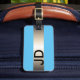Etiqueta De Bagagem Monograma legal azul esfarelo metálico com tiras d (Front Insitu 2)