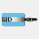 Etiqueta De Bagagem Monograma legal azul esfarelo metálico com tiras d (Frente Horizontal)