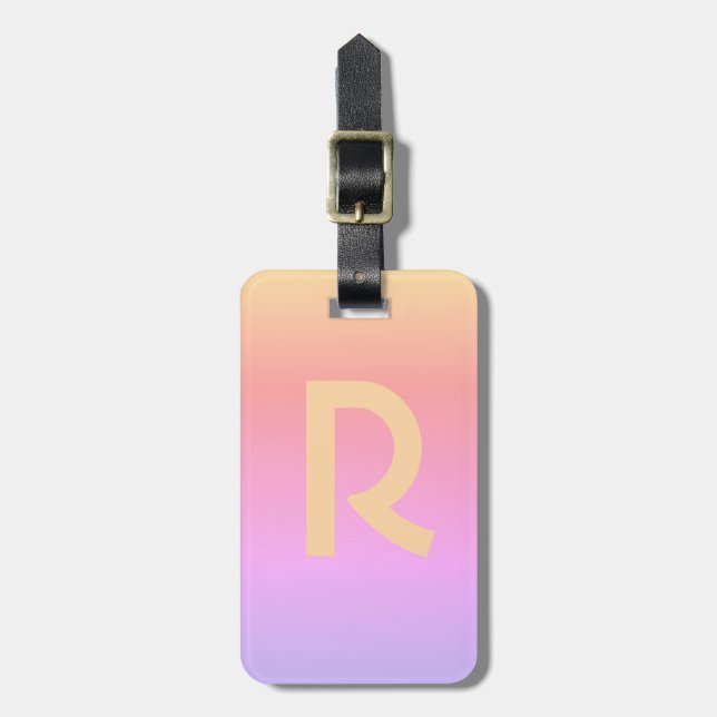 Etiqueta De Bagagem Monograma - Letra Inicial Na moda Rosa Moderno (Frente Vertical)
