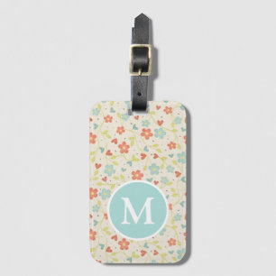 Etiqueta De Bagagem Monograma Lugga, Padrão Floral Primavera Bonito Pa