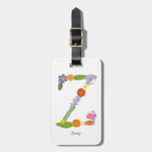 Etiqueta De Bagagem Monograma lunático rústico da flor (Z)