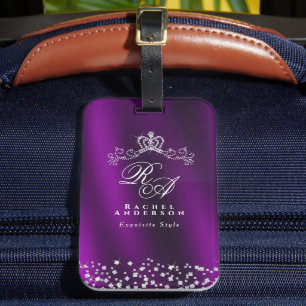 Etiqueta De Bagagem Monograma Magenta com Coloração brilhante