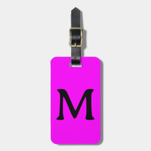 Etiqueta De Bagagem Monograma Magenta Nome Personalizado Cor Rosa Neon