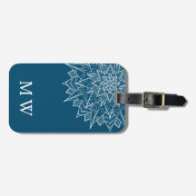 Monograma Mandala Azul Elegante