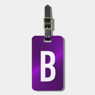 Etiqueta De Bagagem Monograma Metálico Bruto Roxo Inicial