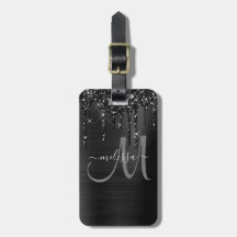 Monograma Metálico de Pincel de Pincel Preto Chic