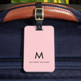 Etiqueta De Bagagem Monograma Minimalista Moderna Rosa Personalizada