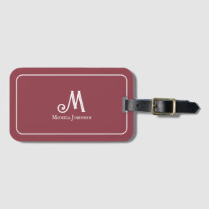 Etiqueta De Bagagem Monograma minimalista personalizado - Luscious Red