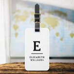 Etiqueta De Bagagem Monograma Mínimo Moderno Branco Preto<br><div class="desc">Eleve sua experiência de viagem com nossa Tag de bagagem monográfica clássica e moderna minimalista e elegante. Esse acessório meticulosamente projetado combina elegância de eterno com minimalismo contemporâneo, garantindo que sua bagagem se destaca com sofisticação. Feito com precisão e atenção aos detalhes, esta etiqueta de bagagem é mais do que...</div>