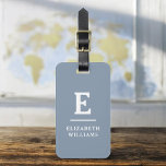 Etiqueta De Bagagem Monograma Mínimo Moderno Dusty Blue<br><div class="desc">Eleve sua experiência de viagem com nossa Tag de bagagem monográfica clássica e moderna minimalista e elegante. Esse acessório meticulosamente projetado combina elegância de eterno com minimalismo contemporâneo, garantindo que sua bagagem se destaca com sofisticação. Feito com precisão e atenção aos detalhes, esta etiqueta de bagagem é mais do que...</div>