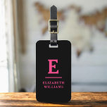 Etiqueta De Bagagem Monograma Mínimo Moderno Preto-Rosa Quente<br><div class="desc">Eleve sua experiência de viagem com nossa Tag de bagagem monográfica clássica e moderna minimalista e elegante. Esse acessório meticulosamente projetado combina elegância de eterno com minimalismo contemporâneo, garantindo que sua bagagem se destaca com sofisticação. Feito com precisão e atenção aos detalhes, esta etiqueta de bagagem é mais do que...</div>