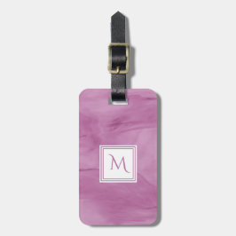 Etiqueta De Bagagem Monograma Moderno de Mármore Roxo Simples