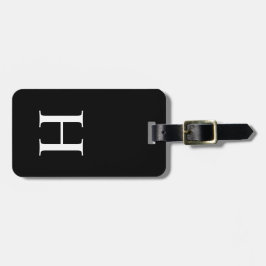 Etiqueta De Bagagem Monograma Moderno Elegante Preto e Branco