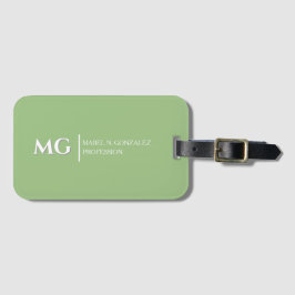 Etiqueta De Bagagem Monograma Moderno Elegante Verde de Moda Estiloso