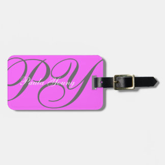 Etiqueta De Bagagem Monograma moderno feito sob encomenda 2 (rosa)