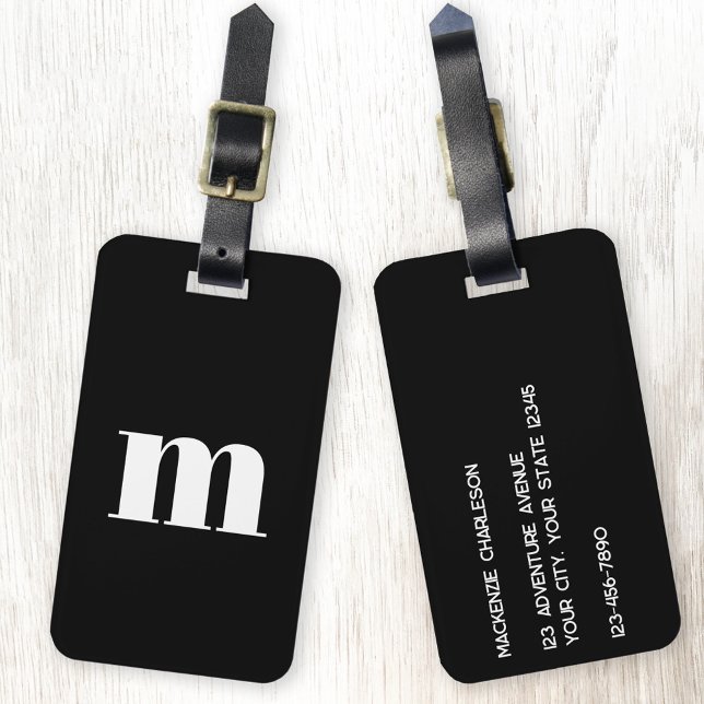 Etiqueta De Bagagem Monograma Moderno Inicial (Simple modern lower case monogram initial personalized luggage tag)