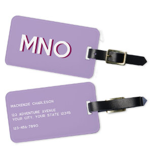 Etiqueta De Bagagem Monograma Moderno Lilac Inicial