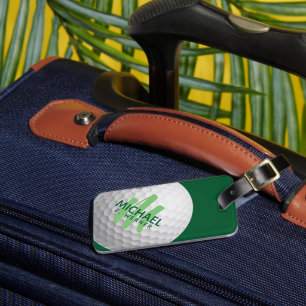 Etiqueta De Bagagem Monograma Moderno - Viagem Golfer