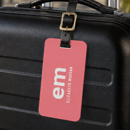 Etiqueta De Bagagem Monograma Monogramado Moderno Elegante Viagem Rosa