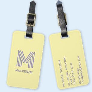 Etiqueta De Bagagem Monograma Nome inicial Manteiga simples Amarelo