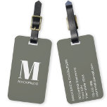 Etiqueta De Bagagem Monograma Nome inicial Simples Sage Verde<br><div class="desc">Um monograma minimalista de tipografia moderna,  design em branco,  em verde-sábio,  que pode ser alterado para personalizar.</div>