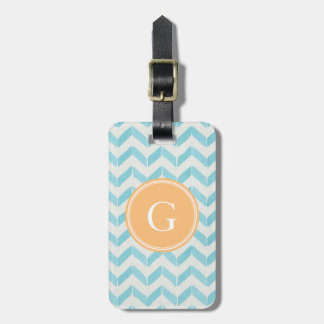 Etiqueta De Bagagem Monograma Personalizado da Turquoise Chevron Chic 