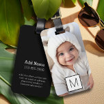 Etiqueta De Bagagem Monograma Personalizado de Colagem de Fotos em Bra<br><div class="desc">Você pode usar fotos do Instagram para este design. Use três fotos quadradas para criar um presente exclusivo e pessoal. Ou você pode ficar com o filhote hipster e fazer uma moda.</div>