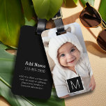 Etiqueta De Bagagem Monograma Personalizado de Colagem de Fotos Preto<br><div class="desc">Você pode usar fotos do Instagram para este design. Use três fotos quadradas para criar um presente exclusivo e pessoal. Ou você pode ficar com o filhote hipster e fazer uma moda.</div>