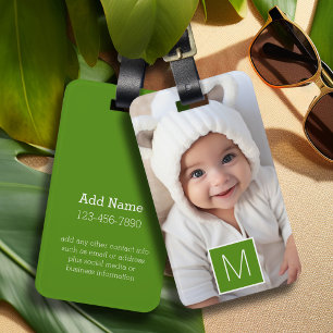 Etiqueta De Bagagem Monograma Personalizado de Colagem de Fotos Preto