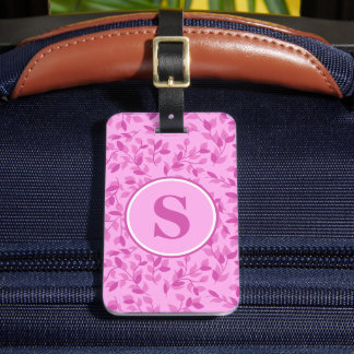 Etiqueta De Bagagem Monograma Personalizado de Florais Rosa Bonito