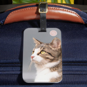 Etiqueta De Bagagem Monograma personalizado de foto de gato