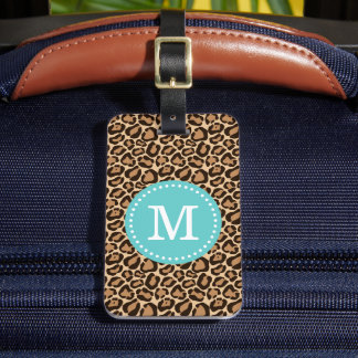 Etiqueta De Bagagem Monograma Personalizado de Impressão Leopardo e Tu