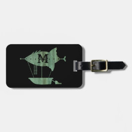 Etiqueta De Bagagem Monograma personalizado de nave Steampunk Verdigri