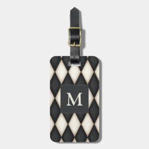 Etiqueta De Bagagem Monograma Personalizado Dramático de Harlequin Pre