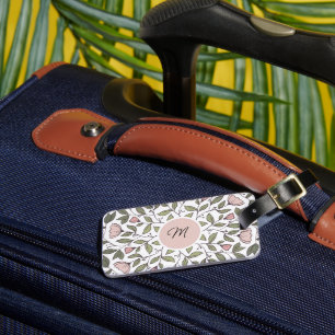 Etiqueta De Bagagem Monograma Personalizado Floral Delicado