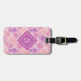 Etiqueta De Bagagem Monograma Personalizado Floral Rosa Retro